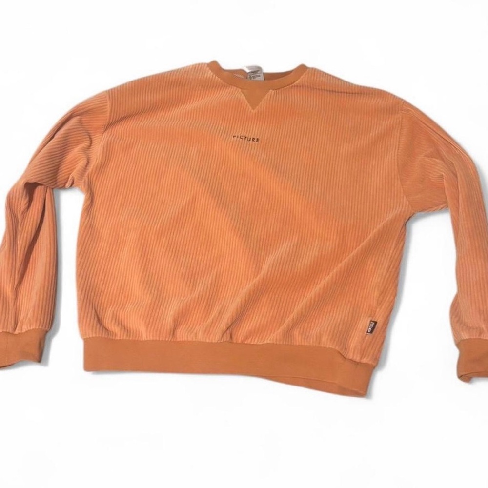 Casual Orange Crewneck Sweater with Ribbed Details